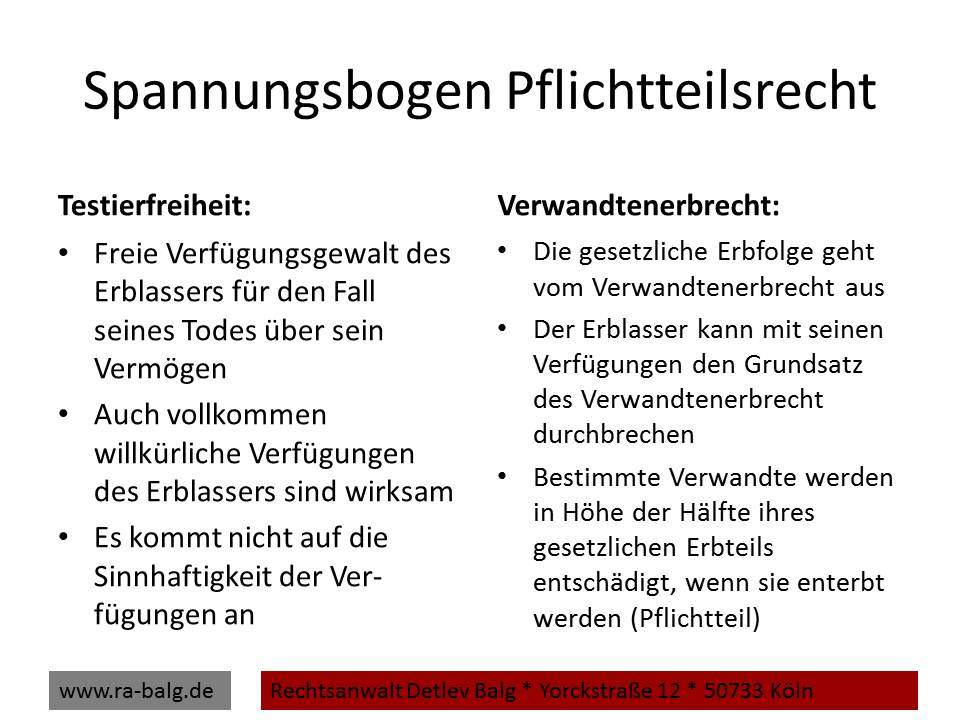 Grundprinzipien des Pflichtteilsrechtes