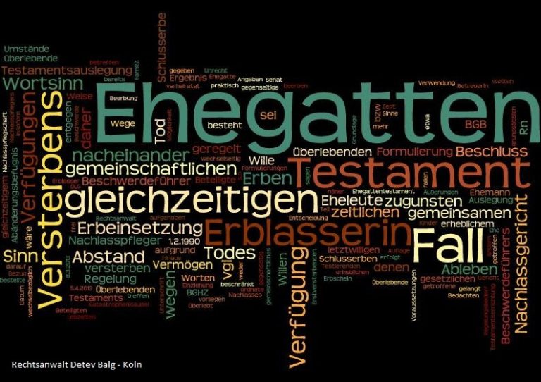 Testamentsauslegung Ehegattentestament Katastrophenklausel
