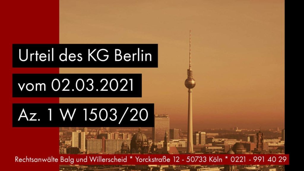 Transmortale Vollmacht statt Erbschein - KG Berlin - Beschluss vom 02-03-2021 Az. 1 W 1503-20 - Rechtsanwalt und Fachanwalt für Erbrecht Detlev Balg Köln