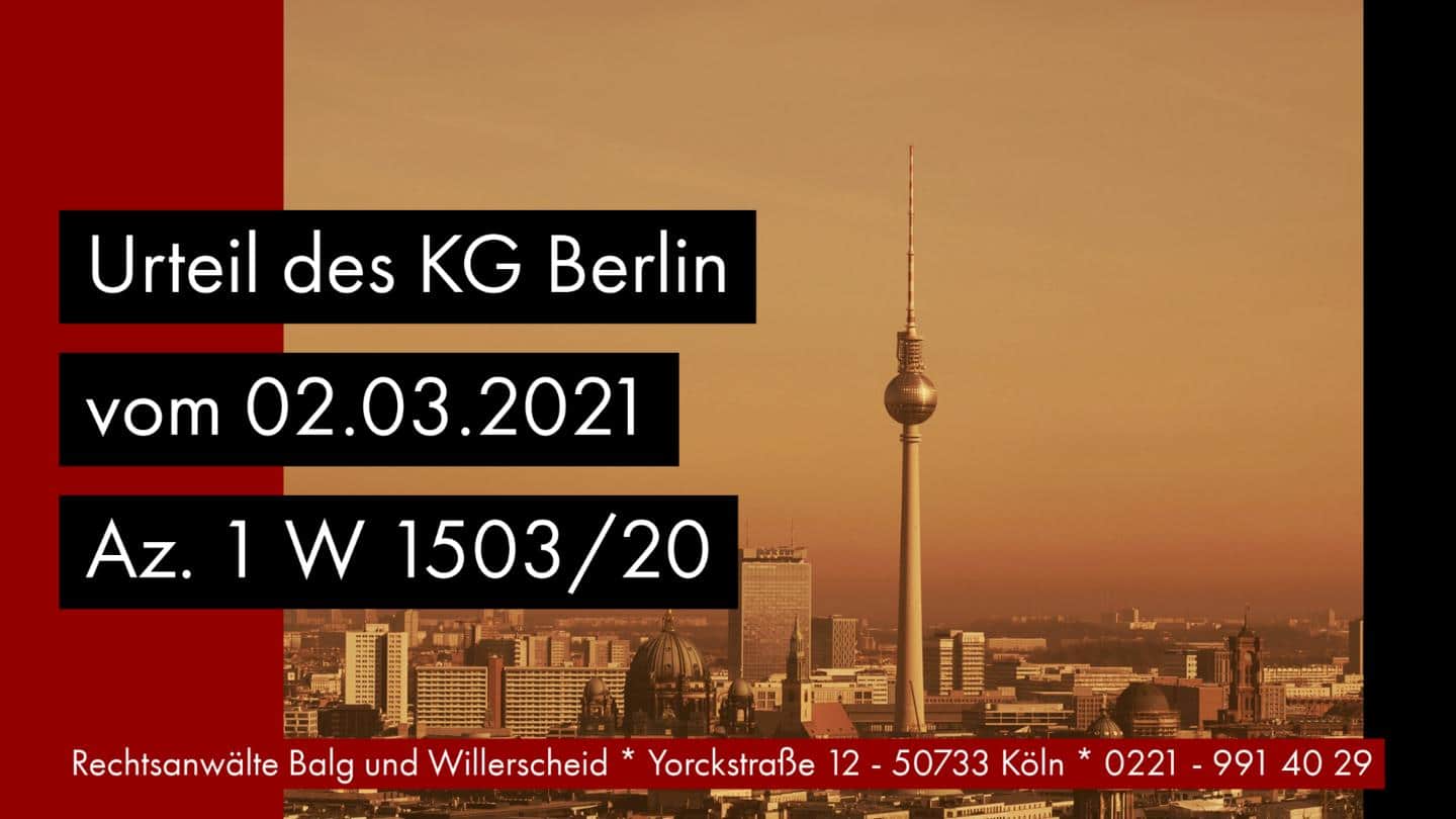 Transmortale Vollmacht statt Erbschein - KG Berlin - Beschluss vom 02-03-2021 Az. 1 W 1503-20 - Rechtsanwalt und Fachanwalt für Erbrecht Detlev Balg Köln