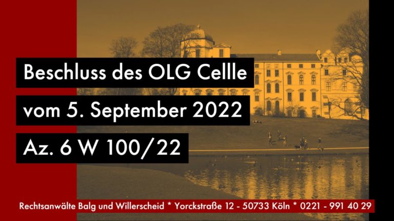 Unwirksamkeit eines Aufgebots durch Verfahrensfehler - OLG Celle - Beschluss vom 05.09.22 - 6 W 100/22 Rechtsanwalt und Fachanwalt für Erbrecht Detlev Balg - Köln