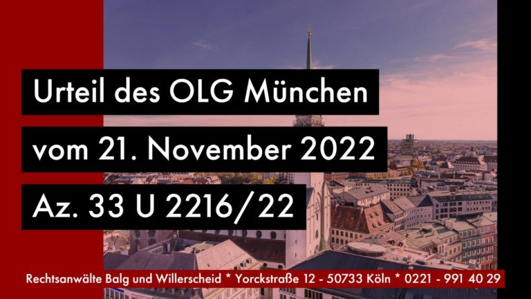 Auskunftsanspruch Pflichtteil Vermächtnisannahme | Auskunftsansprüche des pflichtteilsberechtigten Vermächtnisnehmers gegenüber den Erben nach Annahme des Vermächtnisses | OLG München - Urteil vom 21.11.2022 33 - U 2216_22 - Rechtsanwalt Detlev Balg - Fachanwalt für Erbrecht - Köln
