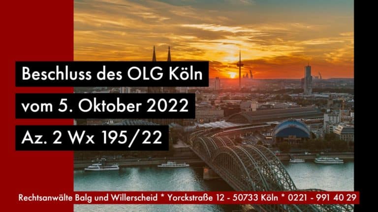 Testamentsvollstrecker Miterbe In-sich-Geschäft | Zur Zulässigkeit von In-sich-Geschäften eines Testamentsvollstreckers der gleichzeitig Miterbe ist | OLG Köln Beschluss vom 5.10.2022 2 Wx 195/22